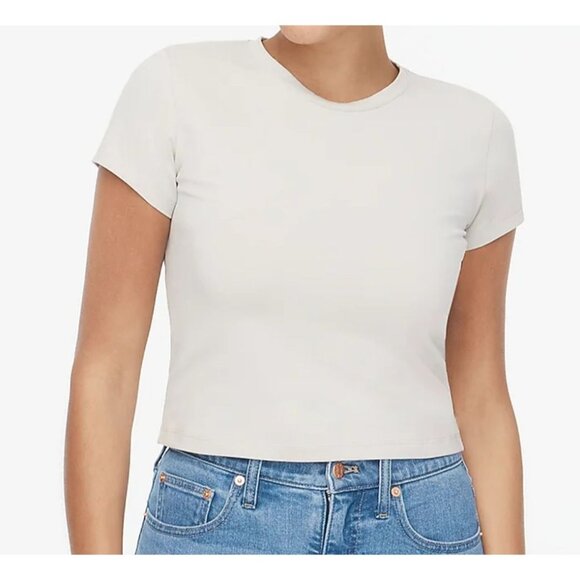 J. Crew Short-Sleeve Stretch Cotton-Blend Cropped Tee Women's Size Small NWT! - Picture 1 of 4